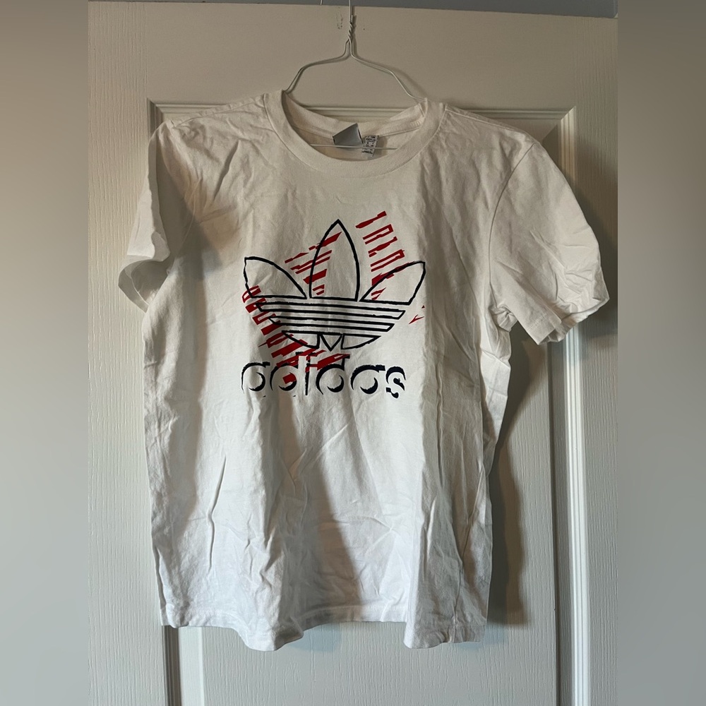 Adidas Mens White Tee with Red Graphic